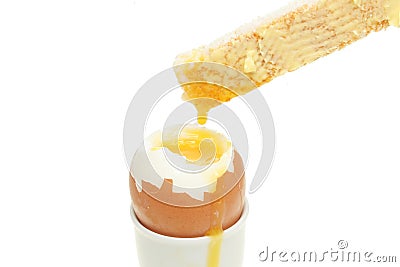 Soft boiled egg and toast closeup Stock Photo