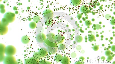Soft bokeh colorful particles on a white background. Design. Swarm of bright tiny circles. Stock Photo