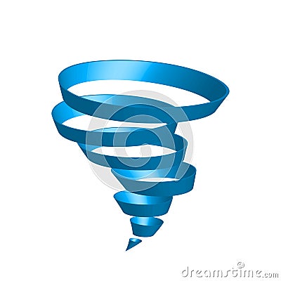 Soft classic blue color tornado from rings. Isolated illustration 3D Vector Illustration