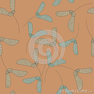 Soft coloured maple seeds vector seamless pattern Vector Illustration