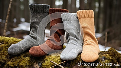 Soft and cozy knitted socks for keeping warm on chilly days Stock Photo