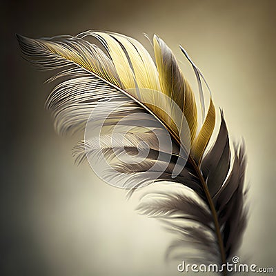 Soft Delicate Yellow Bird Feather for Scrapbooking and Invitations Stock Photo
