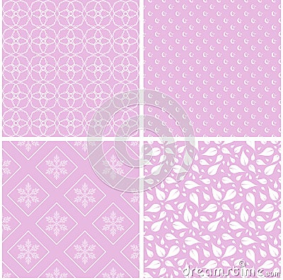 Soft different vector seamless patterns. Stock Photo