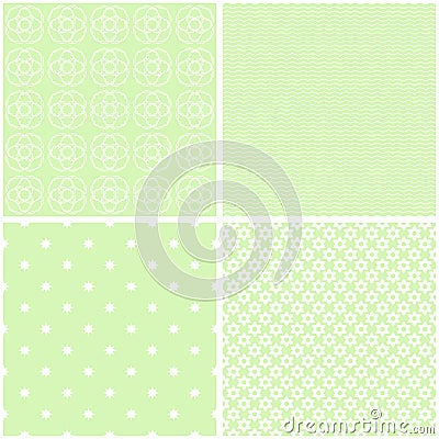 Soft different vector seamless patterns. Stock Photo