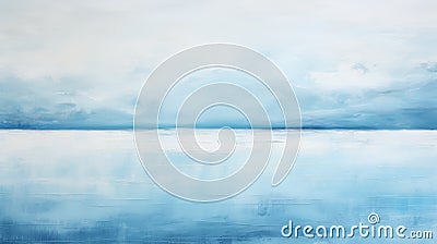 Soft And Dreamy Ocean Painting In Minimalistic Landscape Style Stock Photo