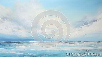 Soft And Dreamy Seascape Painting With Cloudy Clouds Stock Photo