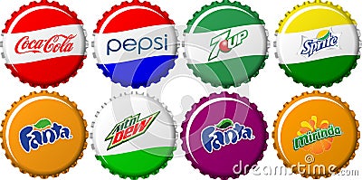 Soft Drink Bottle Caps Collection Editorial Stock Photo