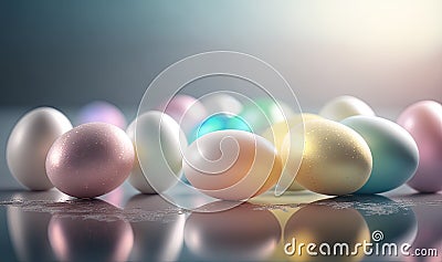 Soft Ethereal Dreamy Easter Eggs Background for Invitations and Scrapbooking. Stock Photo