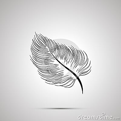 Soft feather outline simple black icon Stock Photo