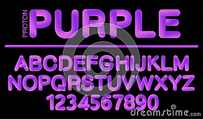 Soft flexible tube neon 3D gradient Alphabet in trendy 2019 color Proton Purple Vector Illustration