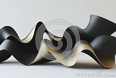 soft flowing forms in black and gold, continuously undulating and creating a visually dynamic scene Stock Photo