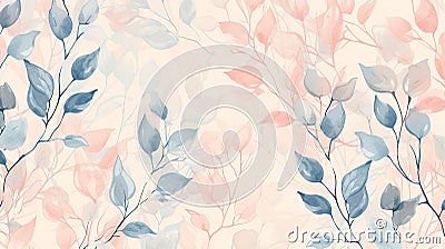 Soft focus of delicate pink blossoms in a dreamy blue mist., Generated AI Stock Photo