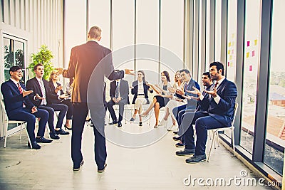 Soft focus-Top view business success concept corporate leaders,multi-ethnic and diversity business group,professional coaching, Stock Photo