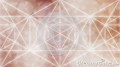 Soft glowing rose gold sacred geometry background, abstract Stock Photo