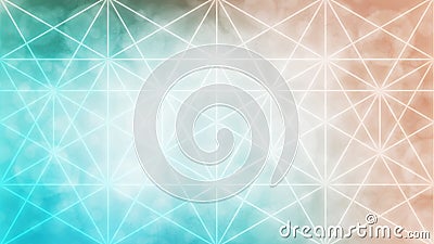 Soft glowing teal and orange sacred geometry background, abstract Stock Photo