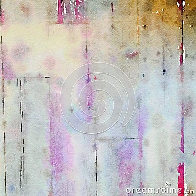 Soft grungy watercolor background with wood grain texture Stock Photo