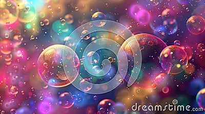 Soft hazy orbs of vibrant colors float throughout the image like s of distant stars and galaxies. The bokeh effect adds Stock Photo