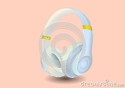 Soft headphones,white matte headphones. Vector Illustration