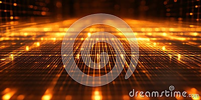 Soft Illuminating Data Matrix with Glowing Lines and Lights Creating an Ethereal Visual Experience Stock Photo