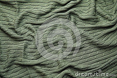 Soft knitted plaid as background, top view Stock Photo