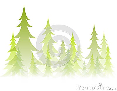Soft Opaque Winter Trees Cartoon Illustration