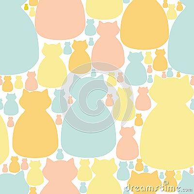 Soft Pastel cat silhouette seamless vector pattern Stock Photo