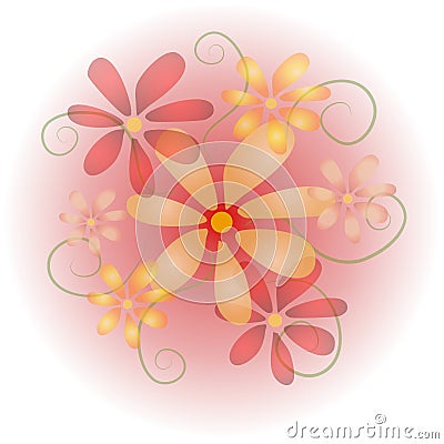 Soft Pastel Flowers Pink 2 Cartoon Illustration