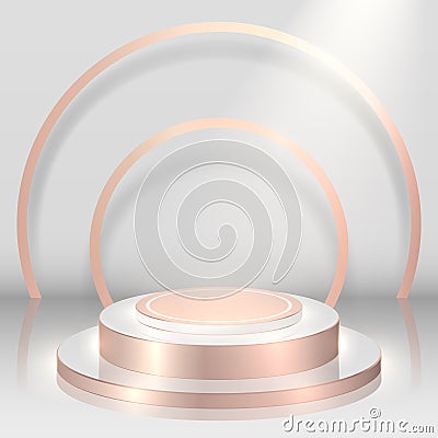 Soft pink gold and white pedestal background Stock Photo