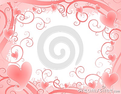 Soft Pink Hearts Swirls Background 2 Stock Photo