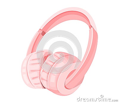 Soft Pink Overhead Headphones Vector Illustration