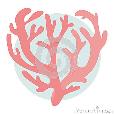 Soft pink tropical corral on the gray Vector Illustration