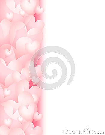 Soft Pink Valentine's Day Hearts Border Cartoon Illustration