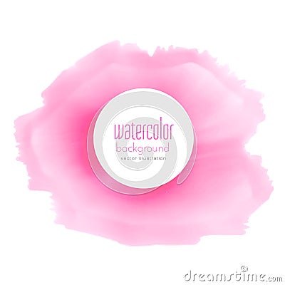 Soft pink watercolor stain background Vector Illustration