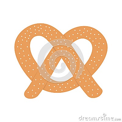 Soft pretzel icon. Sweet salted bakery. Fast food snack. Bakery Pastry. Isolated. White background. Flat design. Vector Illustration