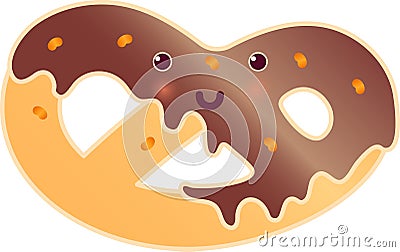 Soft pretzel with poppy-seed isolated. Fresh tasty snack. German traditional food. Pretzel snack and pretzel delicious Vector Illustration