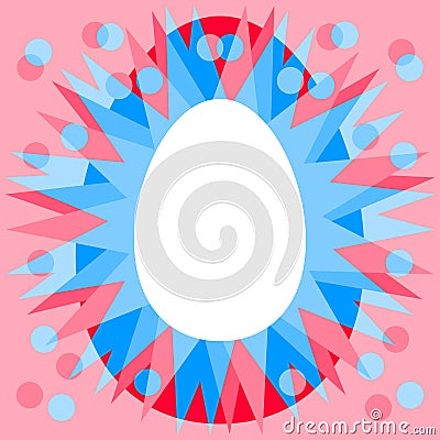 Soft red blue frame around the clear white egg Cartoon Illustration