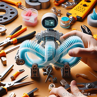 Soft Robotics Dexterity Challenge Robots with flexible material Stock Photo