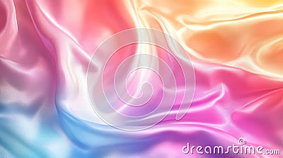 Soft satin fabric waves multicoloured background design. Texture with smooth flowing patterns and light shiny effect Stock Photo