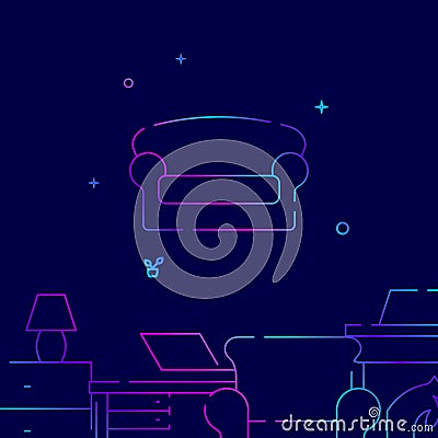 Soft sofa gradient line icon, vector illustration Cartoon Illustration