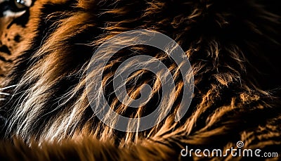 Soft striped fur of majestic undomesticated feline beauty generated by AI Stock Photo