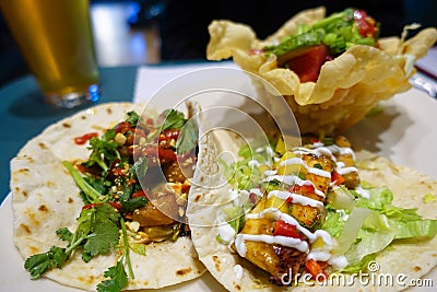 Soft Tacos and Crispy Taco Salad. Stock Photo