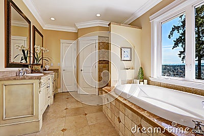 Soft tones bathroom interior in luxury house Stock Photo