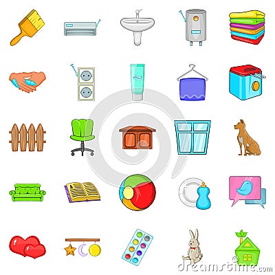 Soft towel icons set, cartoon style Vector Illustration