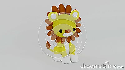 Soft toy lion cub cartoon style cheerful beautiful Stock Photo