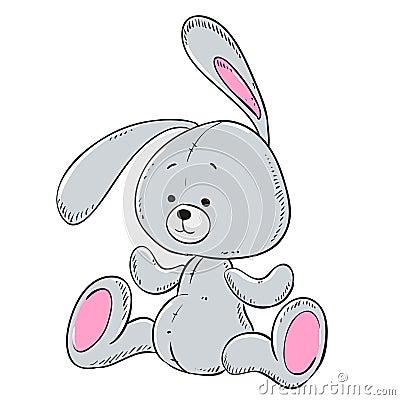 Soft toy plush rabbit Vector Illustration