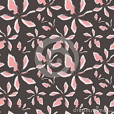 Abstract art pink and white flowers on a gray background Vector Illustration