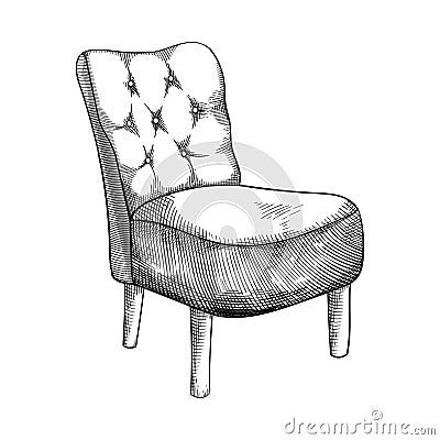 Soft vintage armchair. Decoration and interior design Vector Illustration