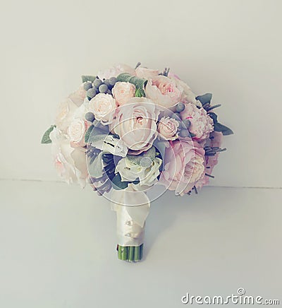 Soft vintage photo gentle wedding bouquet Stock Photo