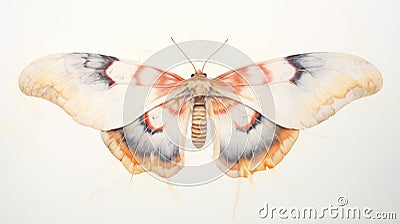 Soft Watercolor Moth Wings Dusted Attracted to Light on White Background AI Generated Cartoon Illustration