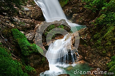 soft waterful with beautiful rocks with steps in the nature Stock Photo